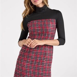 VENUS Black & Red Plaid Knit Dress